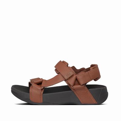 Fitflop Men's RYKER Leather Back-Strap Sandals - Dark Brown, GJ5423089
